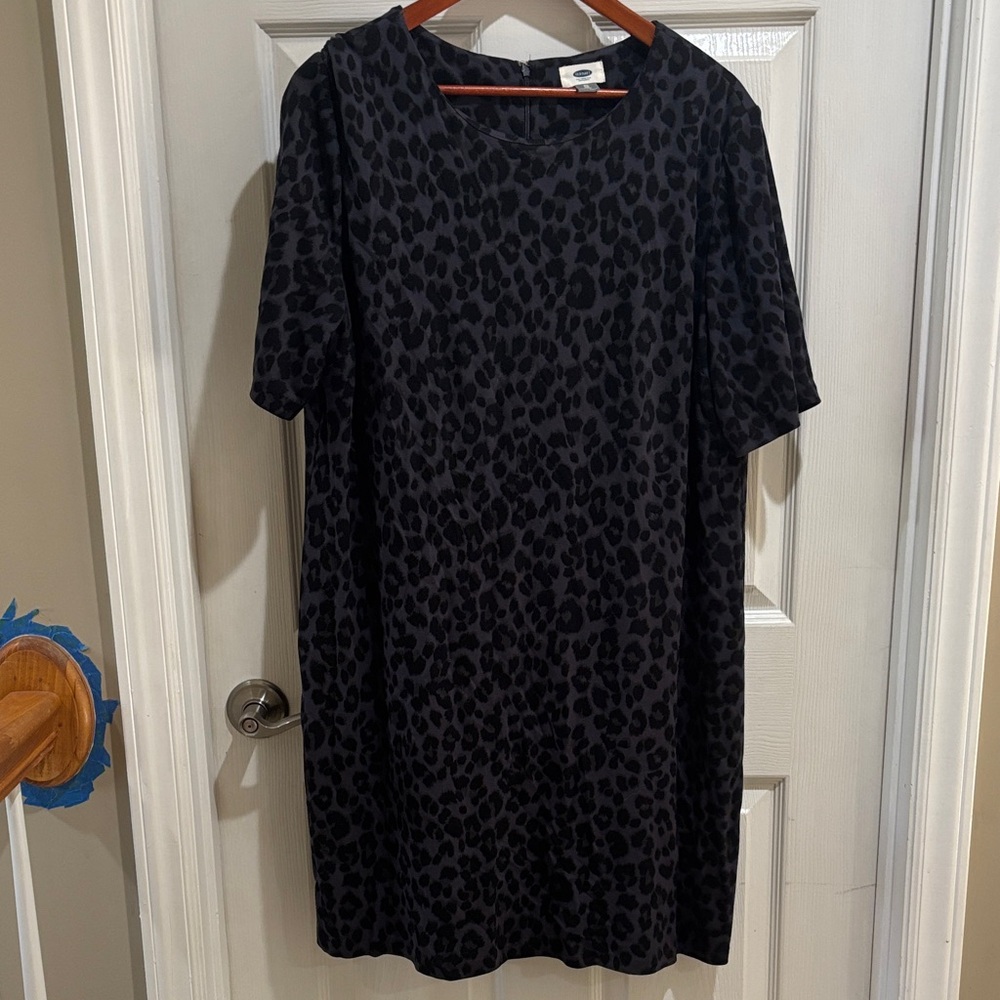 Old Navy Black Leopard Print Mini Dress
